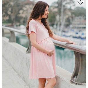 PinkBlush crochet trim maternity shift dress
